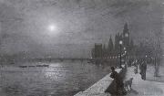 Atkinson Grimshaw Reflections on the Thames Westminster oil painting